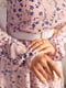 Розовое платье А-силуэта в цветочный принт с поясом | 6796573 | фото 3