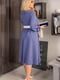 Синя сукня А-силуету в квітковий принт з поясом | 6796574 | фото 4