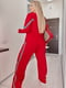 Червоний костюм з лампасами: світшот та штани вільного крою | 6796586 | фото 4
