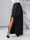 Атласная черная юбка-макси с имитацией мини-юбки | 6796592 | фото 4