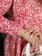 Красное А-силуэтное платье-миди в цветочный принт | 6796594 | фото 3