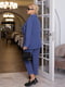 Серо-синий классический костюм: жакет и укороченные брюки | 6796621 | фото 4