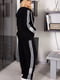 Черный костюм з лампасами: толстовка и брюки свободного кроя | 6796640 | фото 4