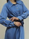 Атласное синее платье с длинным рукавом | 6796477 | фото 5