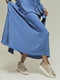 Атласное синее платье с длинным рукавом | 6796477 | фото 6