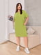 Платье А-силуэта оливкового цвета с карманами | 6796650 | фото 2