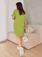 Платье А-силуэта оливкового цвета с карманами | 6796650 | фото 3