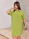 Платье А-силуэта оливкового цвета с карманами | 6796650 | фото 4