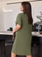 Платье А-силуэта цвета хаки с карманами | 6796652 | фото 4