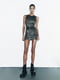 Темно-сіра приталена міні-сукня | 6801182