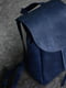 Кожаный синий рюкзак на затяжках | 6797045 | фото 2