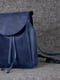 Кожаный синий рюкзак на затяжках | 6797045 | фото 3