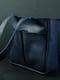 Синяя сумка шопер из натуральной кожи с двумя карманами | 6797471 | фото 2