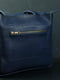 Синяя сумка шопер из натуральной кожи с двумя карманами | 6797471 | фото 5