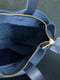 Синяя сумка шопер из натуральной кожи с двумя карманами | 6797471 | фото 6