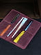 Шкіряний гаманець-клатч на 4 карти кольору бордо | 6797751 | фото 4