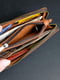 Коричневый кожаный кошелек-клатч на круговой молнии с ремешком. | 6799285 | фото 3