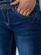 Темно-синие джинсы заниженной посадки с потертостями | 6781858 | фото 5