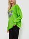 Зеленый оверсайз свитшот с декорированным принтом | 6801276 | фото 3