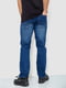 Прямые синие джинсы с потертостями | 6801317 | фото 4
