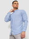 Молочно-синяя полосатая рубашка прямого фасона | 6801401 | фото 3