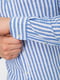 Молочно-синяя полосатая рубашка прямого фасона | 6801401 | фото 5