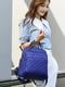 Міський синій рюкзак з накладною стьобаною кишенею | 6801518