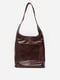 Шкіряна темно-коричнева сумка-шопер | 6801725
