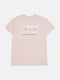 Хлопковая розовая футболка с принтом | 6801954