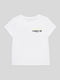 Біла бавовняна футболка з принтом | 6801979