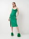 Зелена сукня-міді в білизняному стилі з драпіруванням | 6802313 | фото 3