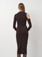 Темно-коричневое платье с асимметричными рукавами | 6802314 | фото 2