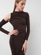 Темно-коричневое платье с асимметричными рукавами | 6802314 | фото 4