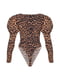 Блузка-боди с длинным рукавом в принт леопард | 6802377 | фото 4
