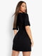 Черное платье-мини А-силуэта с оборками на рукавах | 6802394 | фото 2