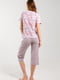 Піжама: рожева футболка в принт та сірі бриджі | 6802672 | фото 6