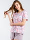 Піжама рожева в принт: футболка та шорти | 6802720 | фото 4