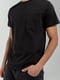 Чорна трикотажна футболка з накладною кишенею | 6802795 | фото 3