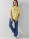 Жовта трикотажна футболка з принтом | 6803257 | фото 5