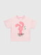 Трикотажна рожева футболка з принтом | 6803301