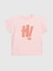 Трикотажна рожева футболка з принтом | 6803331