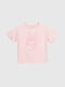 Трикотажна рожева футболка з вишивкою | 6803332