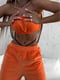 Велюровий помаранчевий костюм-трійка: топ-бандо, толстовка та штани | 6803833 | фото 2