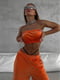 Велюровий помаранчевий костюм-трійка: топ-бандо, толстовка та штани | 6803833 | фото 4