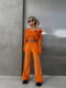 Велюровий помаранчевий костюм-трійка: топ-бандо, толстовка та штани | 6803837 | фото 2