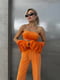 Велюровий помаранчевий костюм-трійка: топ-бандо, толстовка та штани | 6803837 | фото 3