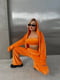 Велюровий помаранчевий костюм-трійка: топ-бандо, толстовка та штани | 6803837 | фото 5