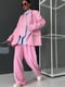 Рожевий оверсайз костюм: жакет без підкладки та штани-палаццо | 6803840 | фото 2