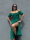Зелена сукня-міді з розрізом і ефектним бюстом | 6803884 | фото 3