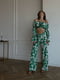Зелений костюм в квітковий принт: кроп-топ та штани-палаццо | 6803965 | фото 5
